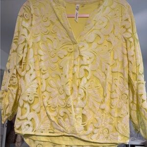 NY Collection Yellow Lace Blouse